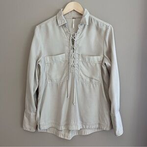 Free People Lace Up Top Creme Size‎ XSmall